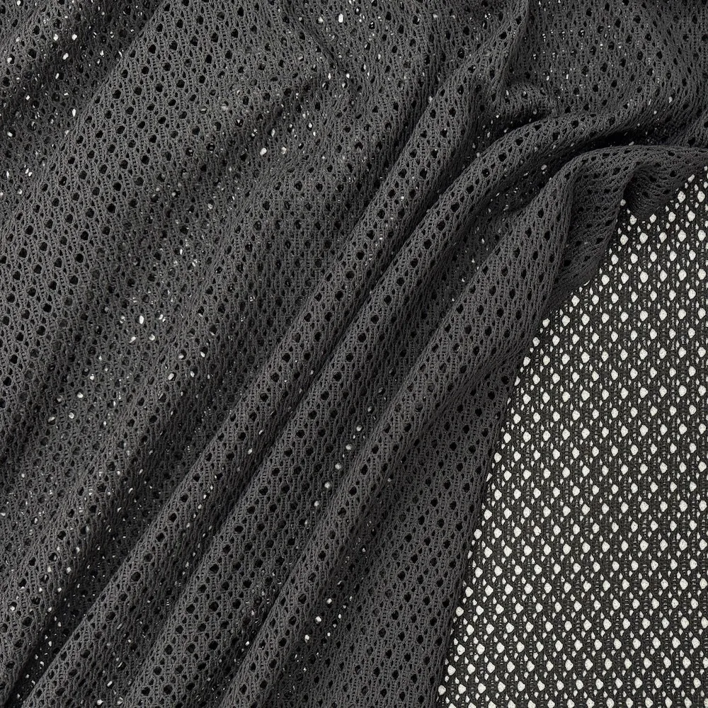 Textured Crochet Fabric - Black - Image 2