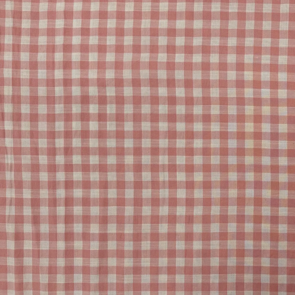 Ex Designer 100% Viscose - Pale Pink Gingham - Image 2