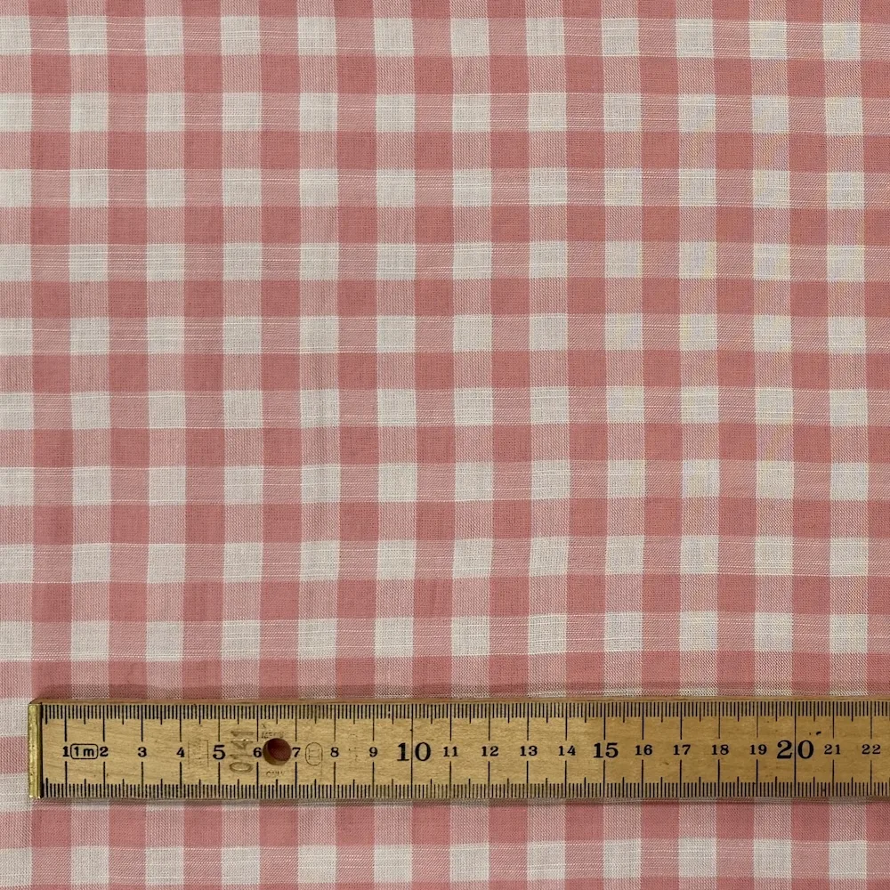 Ex Designer 100% Viscose - Pale Pink Gingham - Image 3
