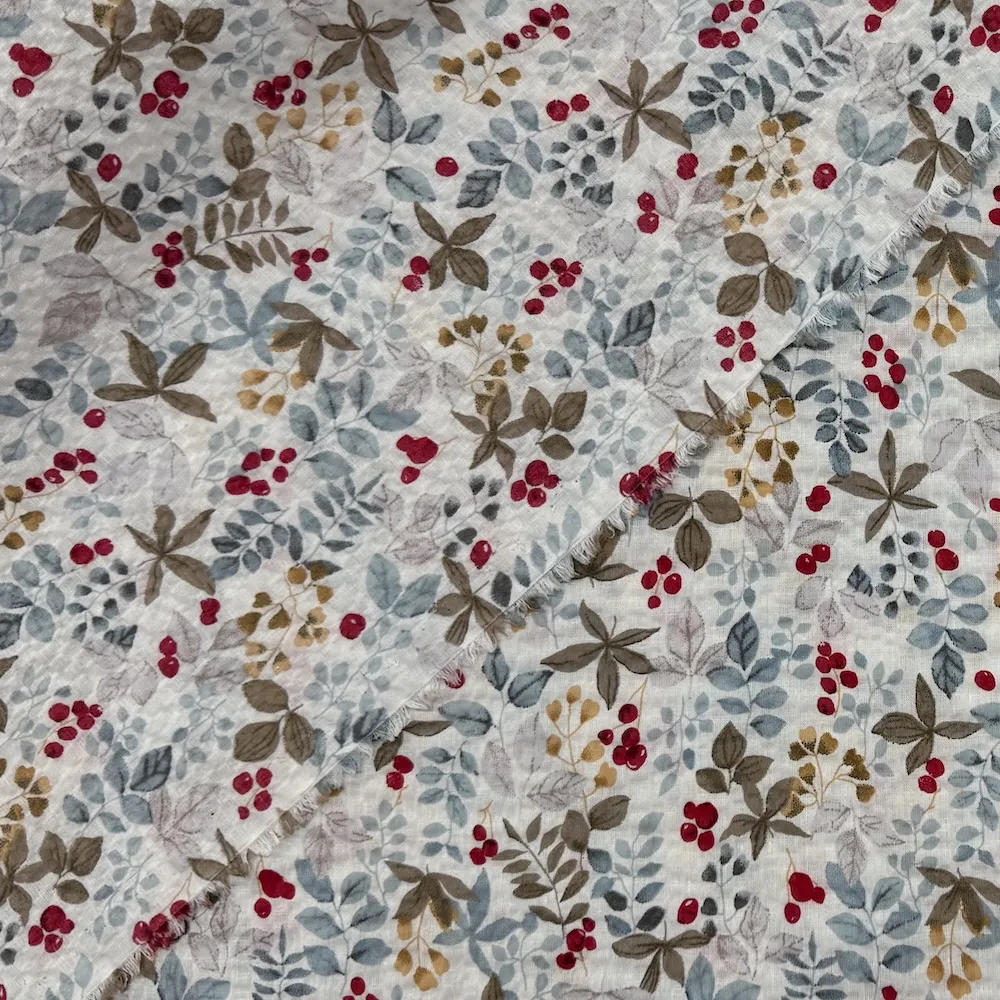 100% Cotton Seersucker - Red Berries - Image 4