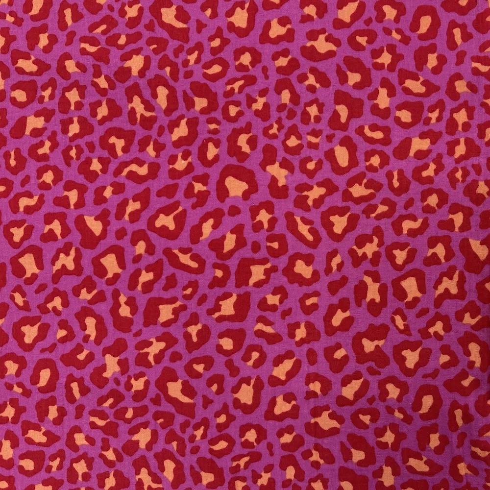 100% Cotton Double Gauze - Pink and Orange Leopard Print - Image 5