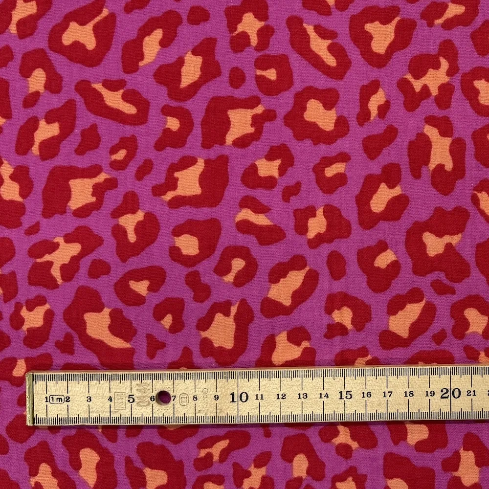 100% Cotton Double Gauze - Pink and Orange Leopard Print - Image 4