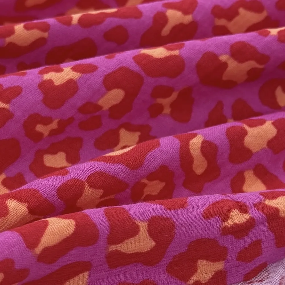 100% Cotton Double Gauze - Pink and Orange Leopard Print - Image 2