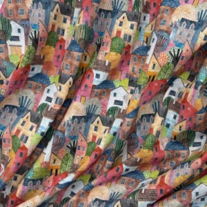 Little Johnny 100% Cotton - Colourful Houses