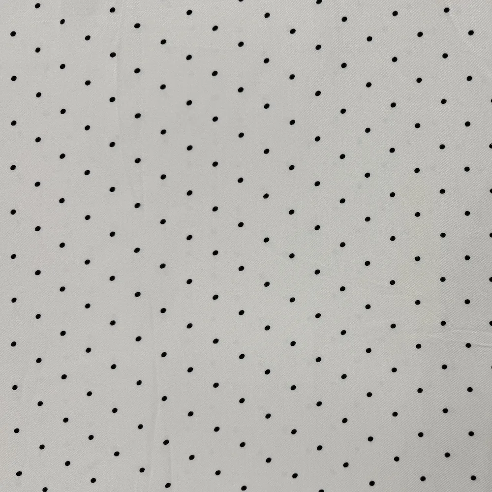Ex Designer 100% Viscose Twill - Black and Cream Polka Dots - Image 5