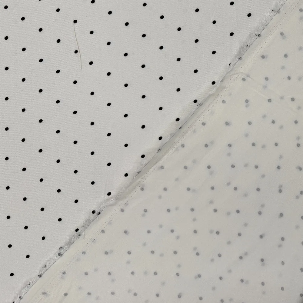 Ex Designer 100% Viscose Twill - Black and Cream Polka Dots - Image 3