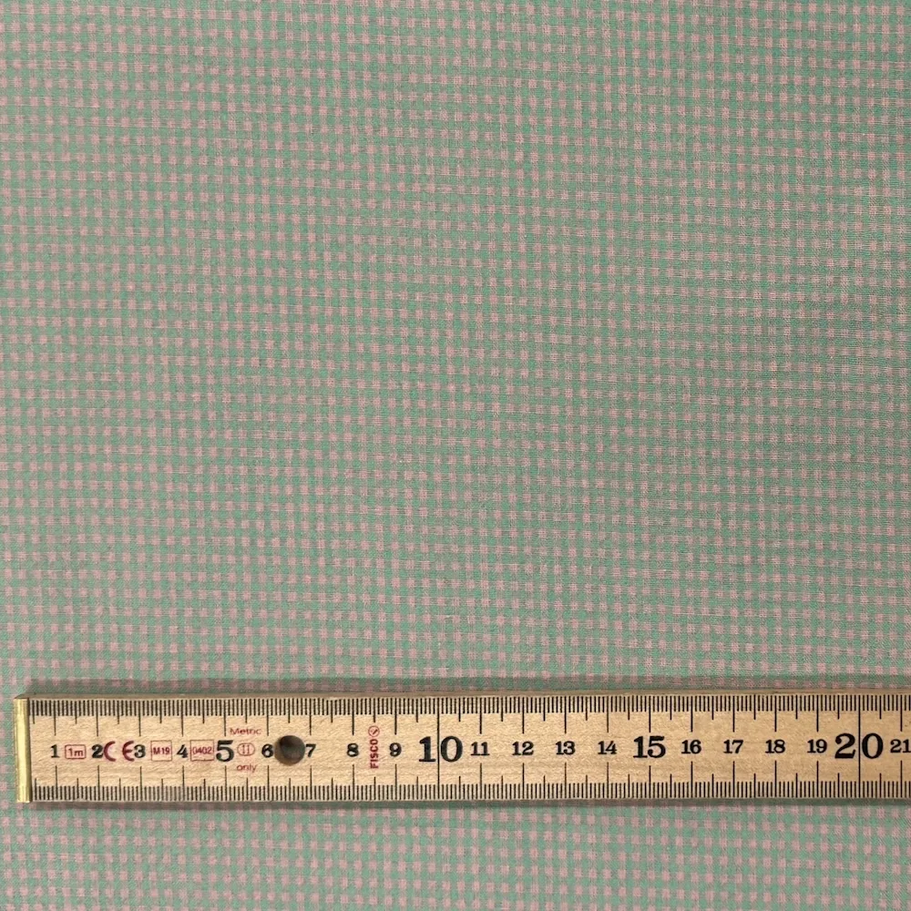 Lightweight Textured Gingham - Mini Check - Pink & Green - Image 5