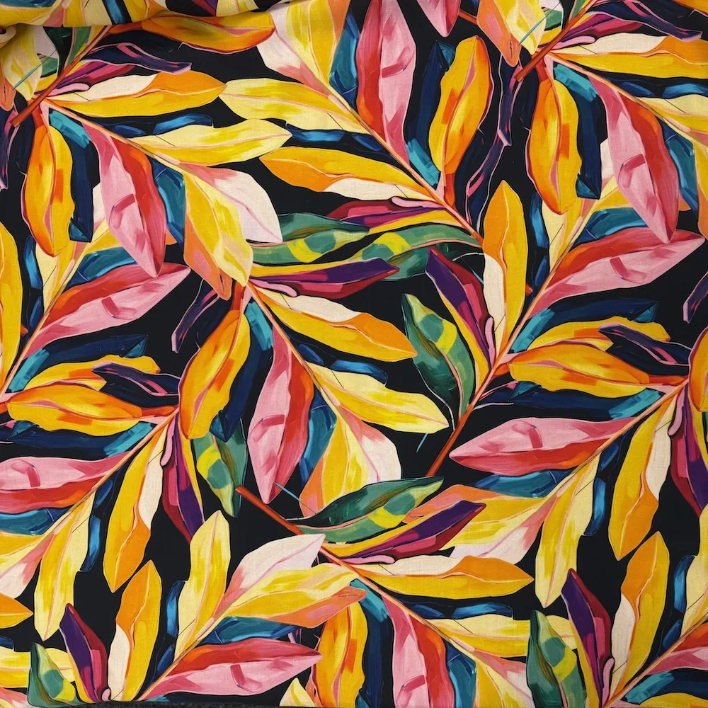 Lightweight Tencel Linen - Vibrant Leaves - Image 5