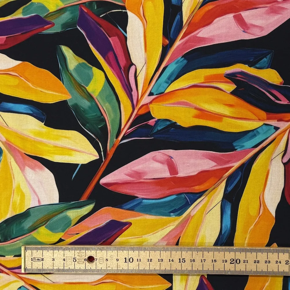 Lightweight Tencel Linen - Vibrant Leaves - Image 4