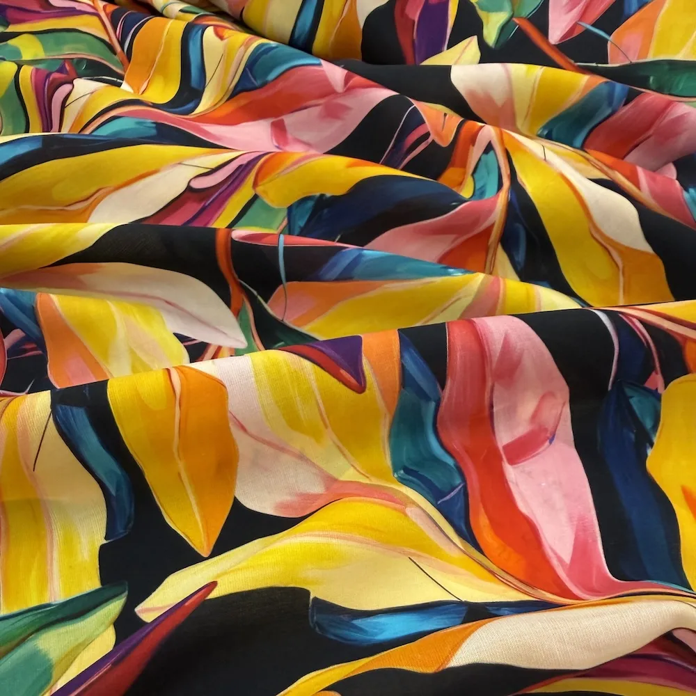 Lightweight Tencel Linen - Vibrant Leaves - Image 2