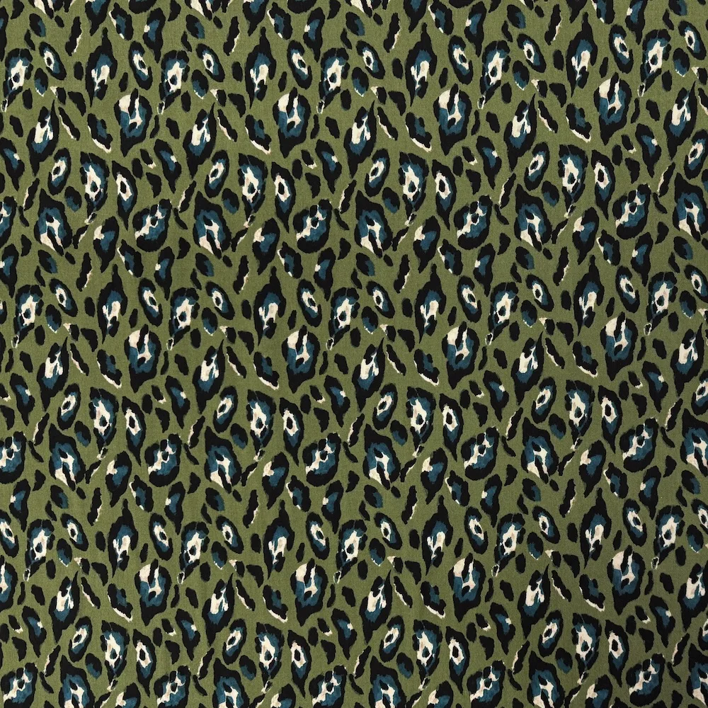 100% Viscose Twill - Animal Print - Olive - Image 6