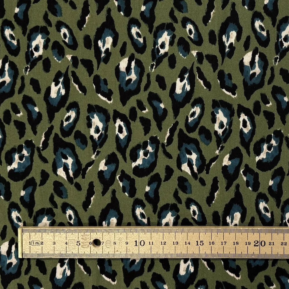 100% Viscose Twill - Animal Print - Olive - Image 4