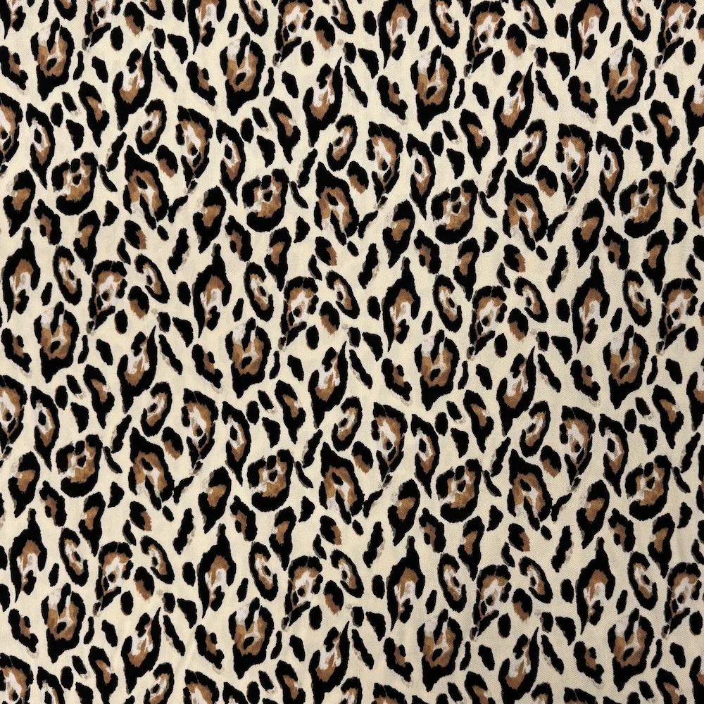 100% Viscose Twill - Animal Print - Sand - Image 2