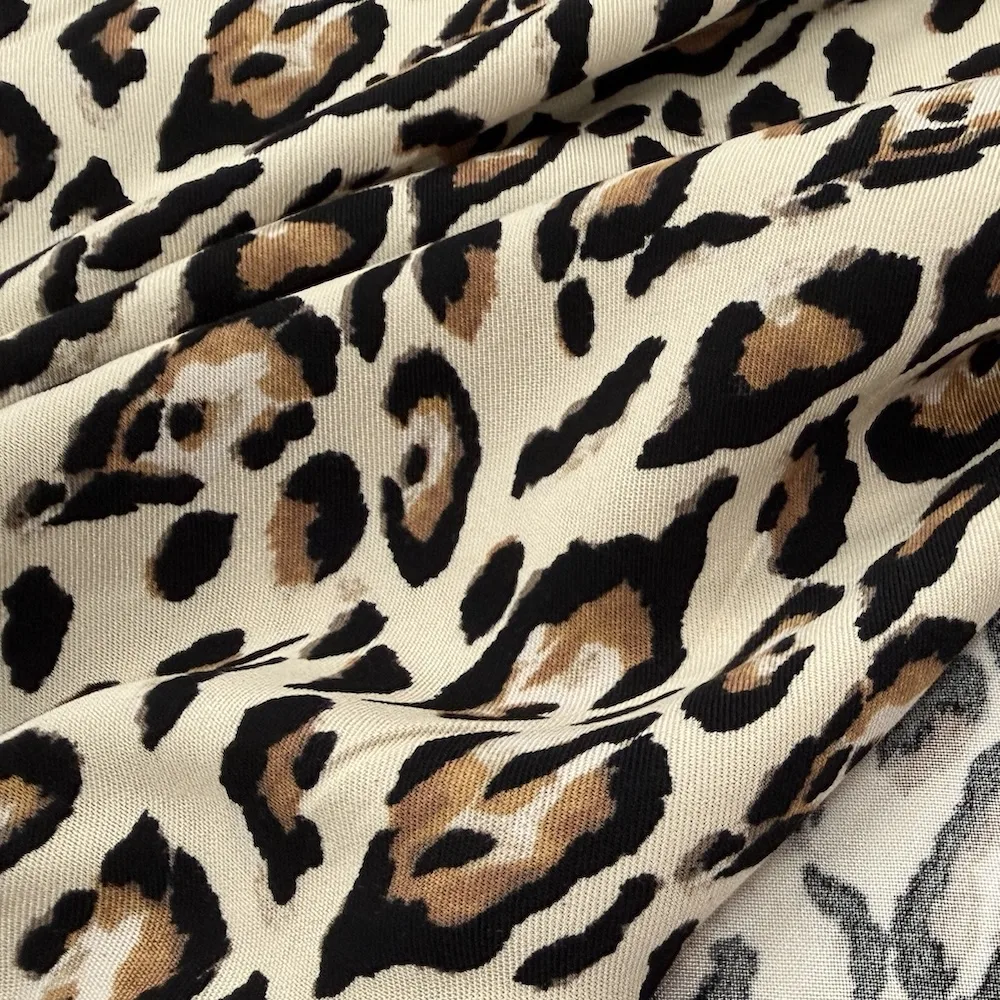 100% Viscose Twill - Animal Print - Sand - Image 3