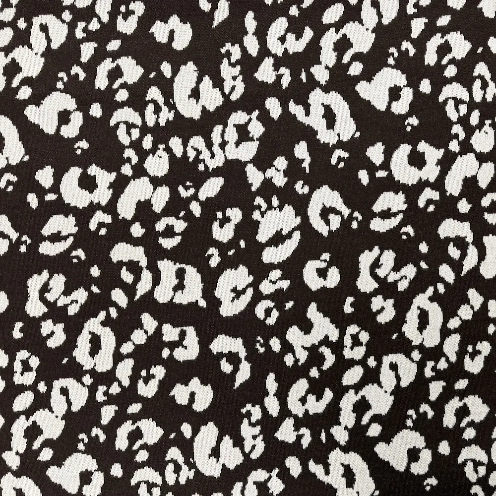 Soft Jacquard Knit - Brown and Cream Leopard Print - Image 2