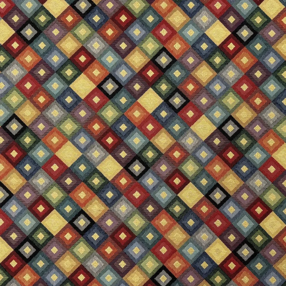 Cotton Blend Woven Tapestry - Lurex Diamonds - Image 4