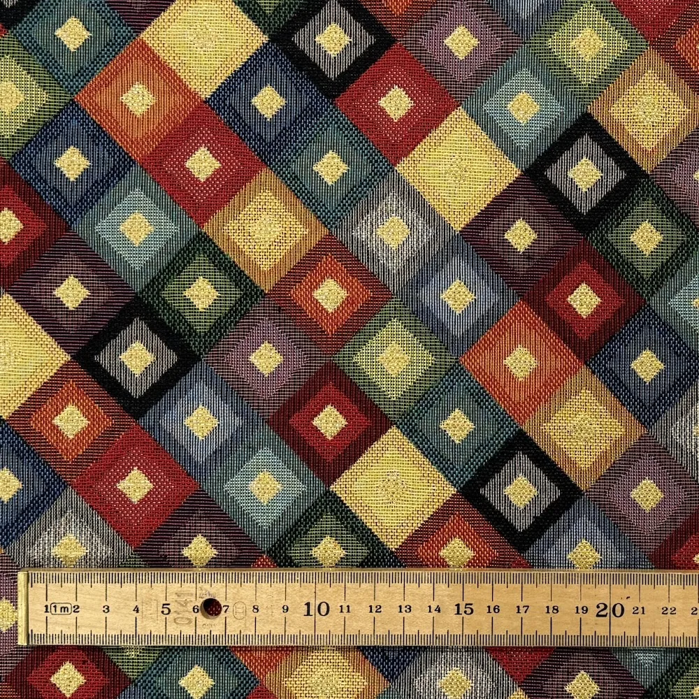 Cotton Blend Woven Tapestry - Lurex Diamonds - Image 3