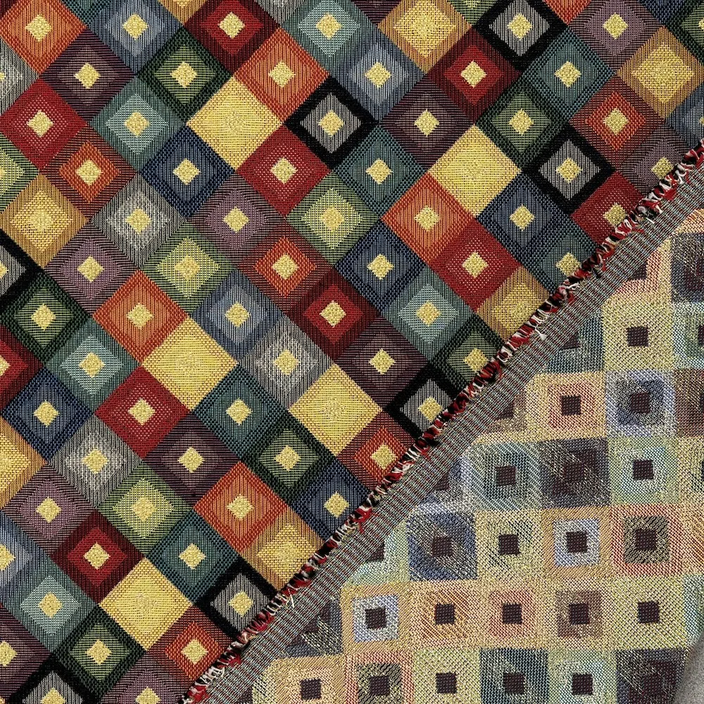 Cotton Blend Woven Tapestry - Lurex Diamonds - Image 2