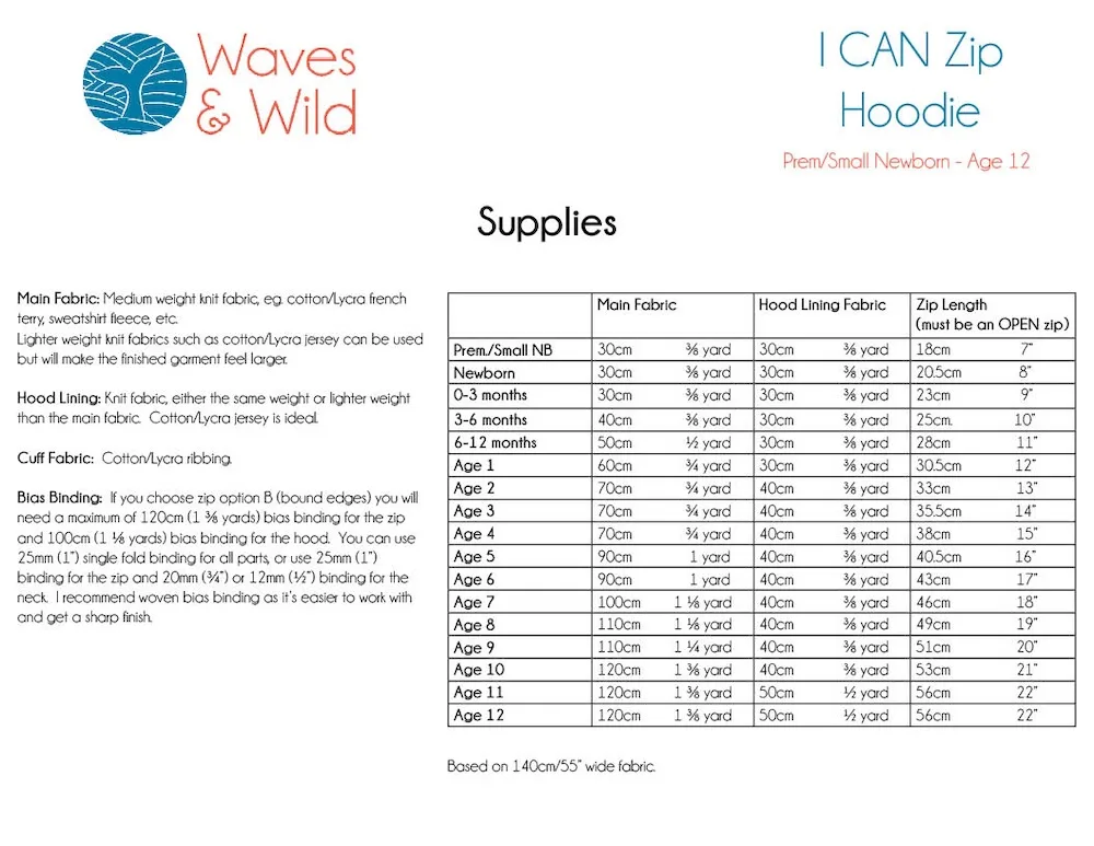 Waves & Wild I CAN Zip Hoodie PDF Pattern - Child - Image 10