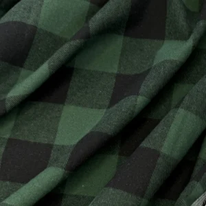 100% Cotton Flannel Buffalo Check - Black/Bottle Green
