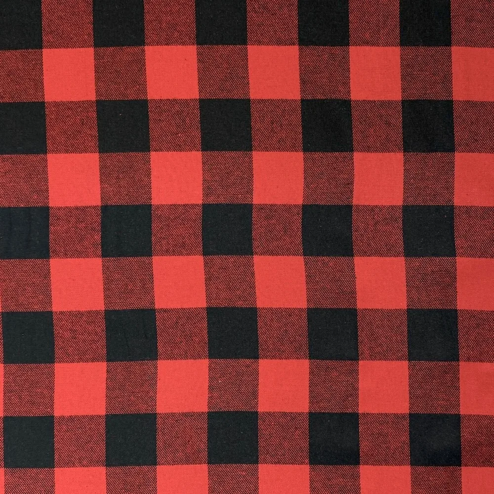 100% Cotton Flannel Buffalo Check - Black/Red - Image 2