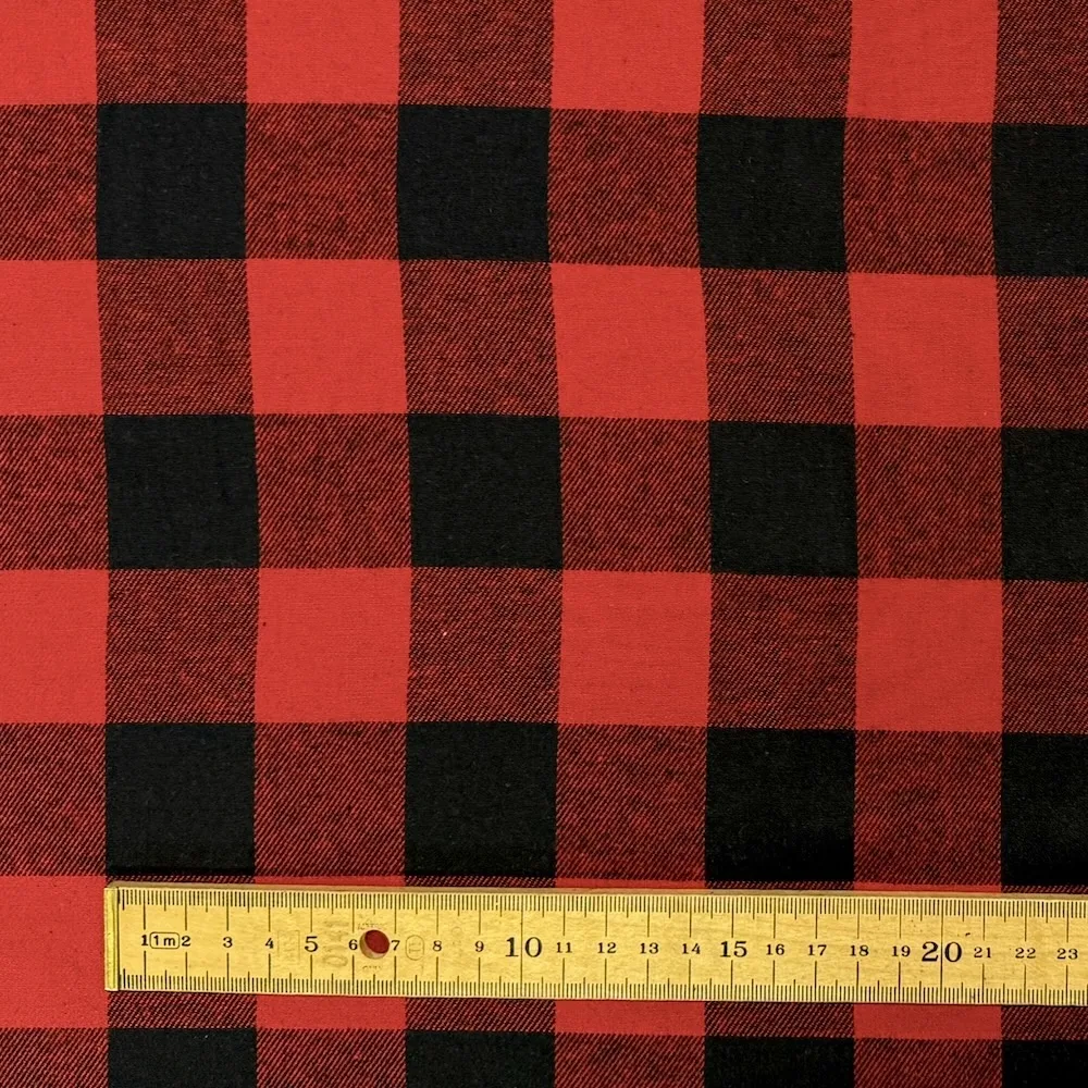 100% Cotton Flannel Buffalo Check - Black/Red - Image 3