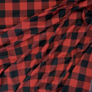 100% Cotton Flannel Buffalo Check - Black/Red