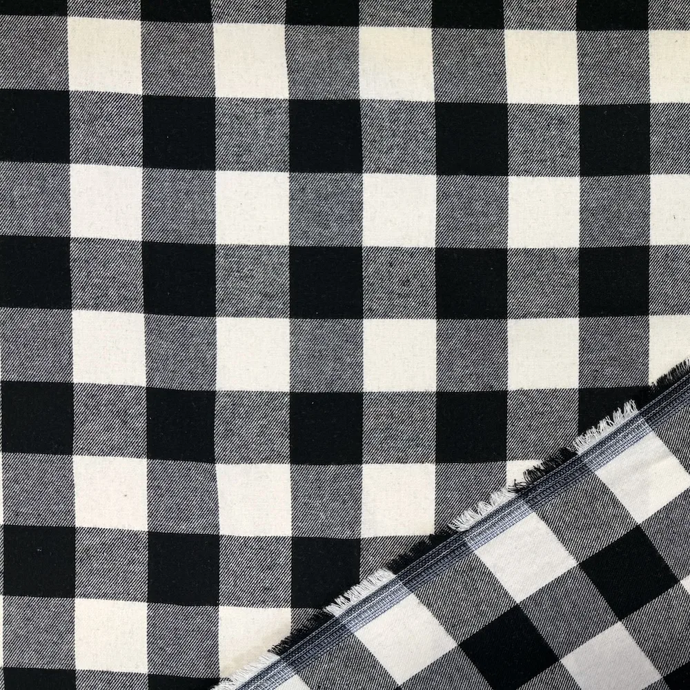 100% Cotton Flannel Buffalo Check - Black/White - Image 3