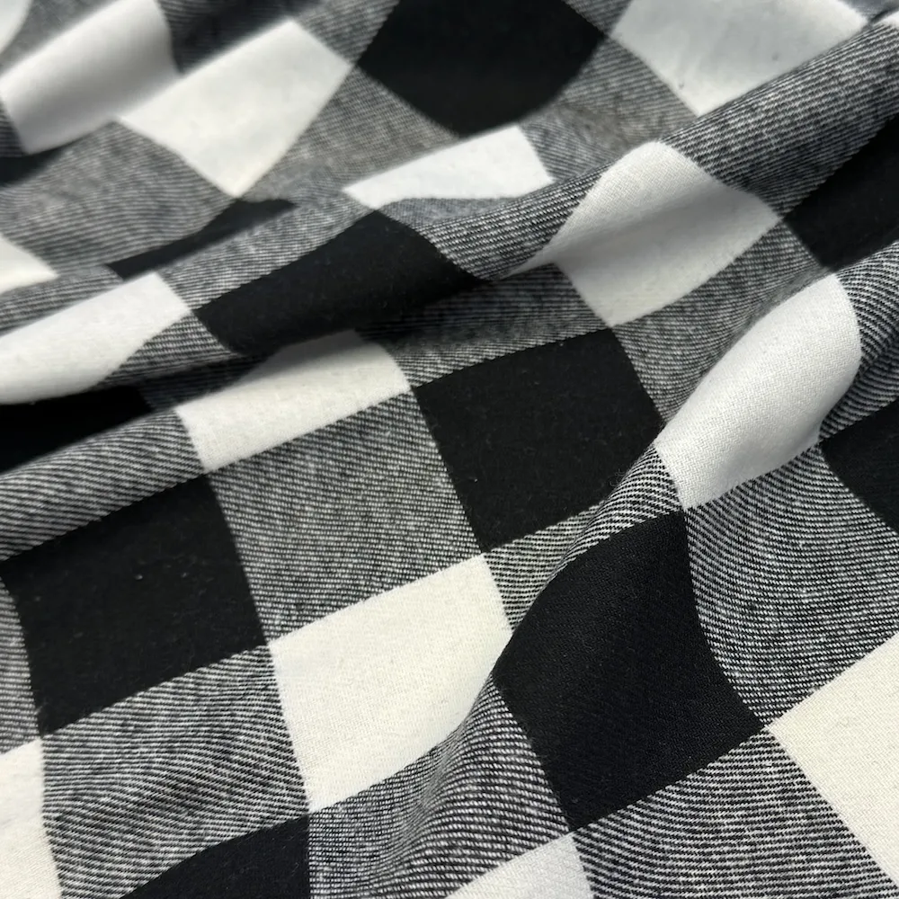 100% Cotton Flannel Buffalo Check - Black/White - Image 2