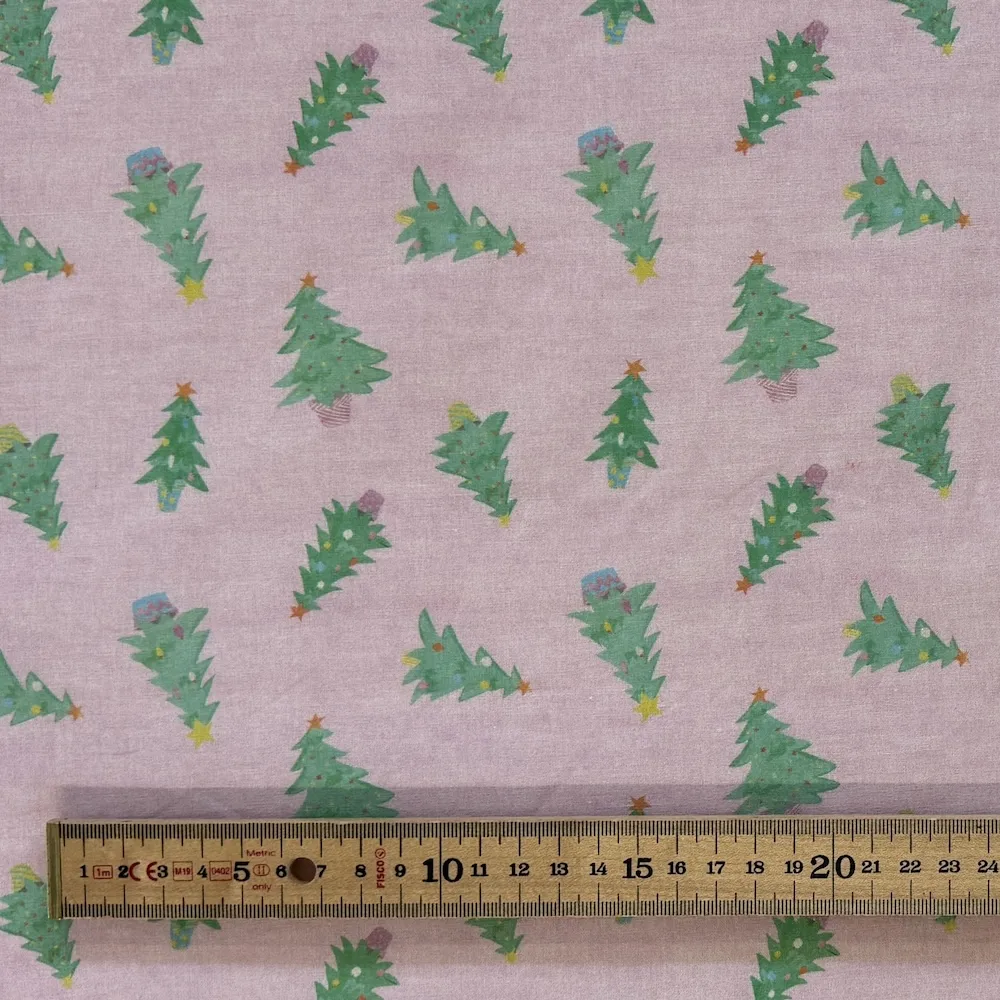 Little Johnny Festive 100% Cotton - Pastel Christmas Trees - Image 2