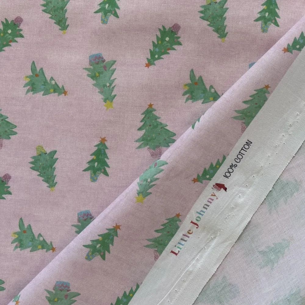 Little Johnny Festive 100% Cotton - Pastel Christmas Trees - Image 3